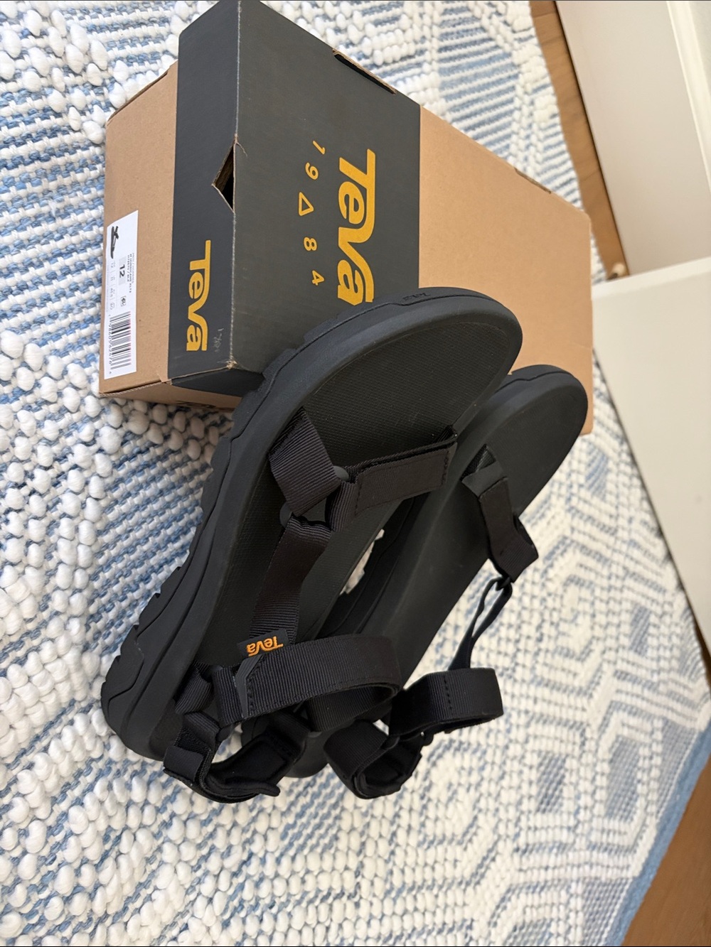 Teva Black Strap Sandals with Hook-and-Loop Closure